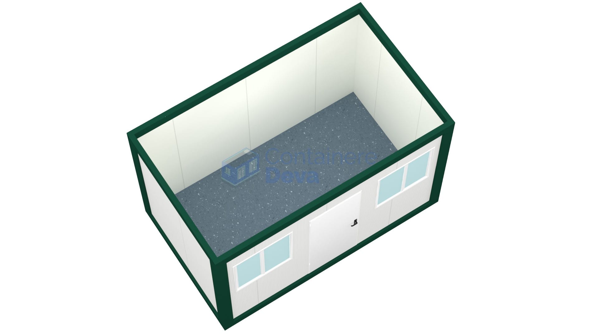 container birou deva 4metri 2geamuri verde2