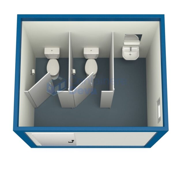 container sanitar deva 3metri 2wc albastru