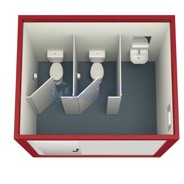 container sanitar deva 3metri 2wc rosu