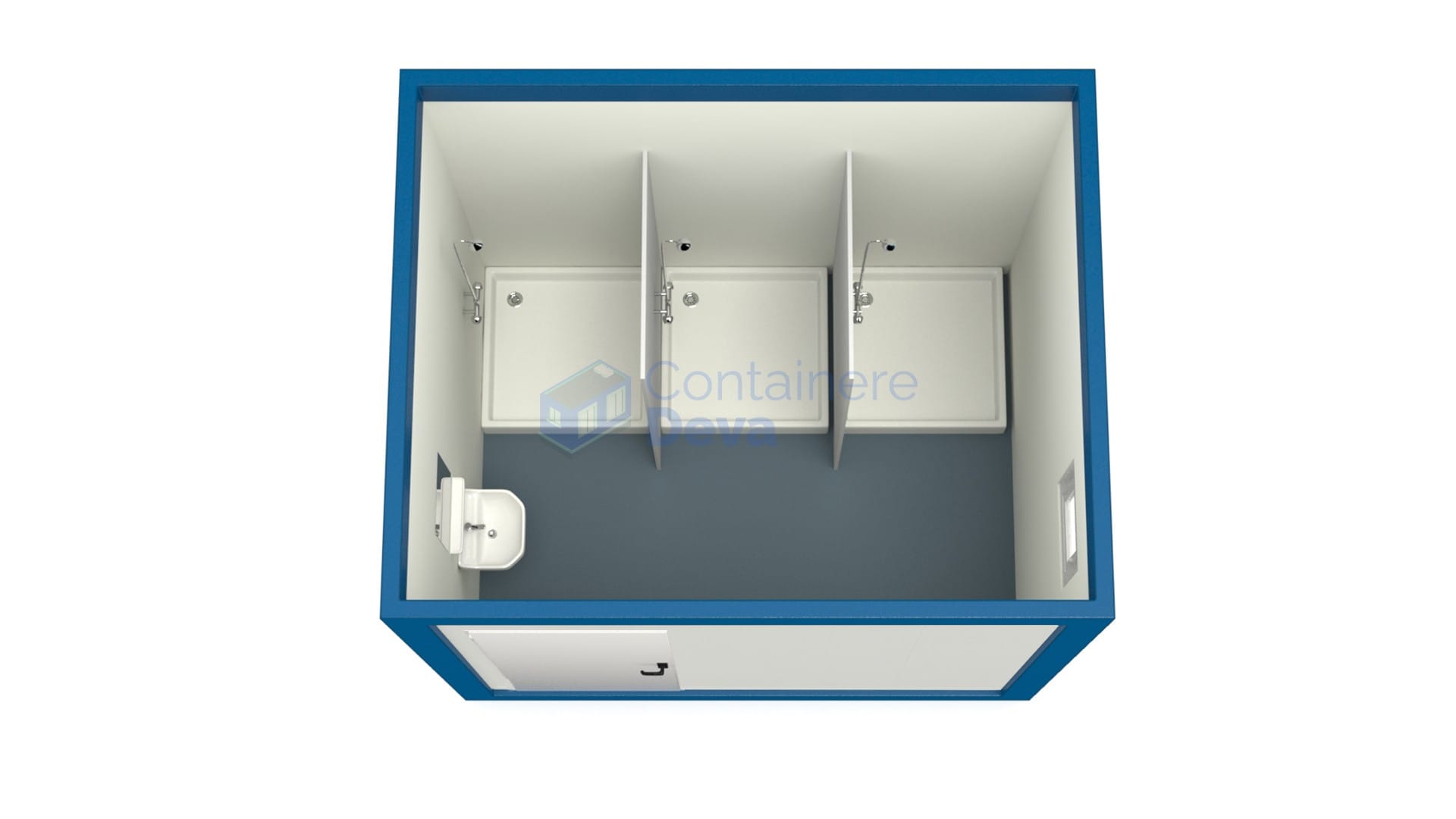 container sanitar deva 3metri 3dusuri albastru