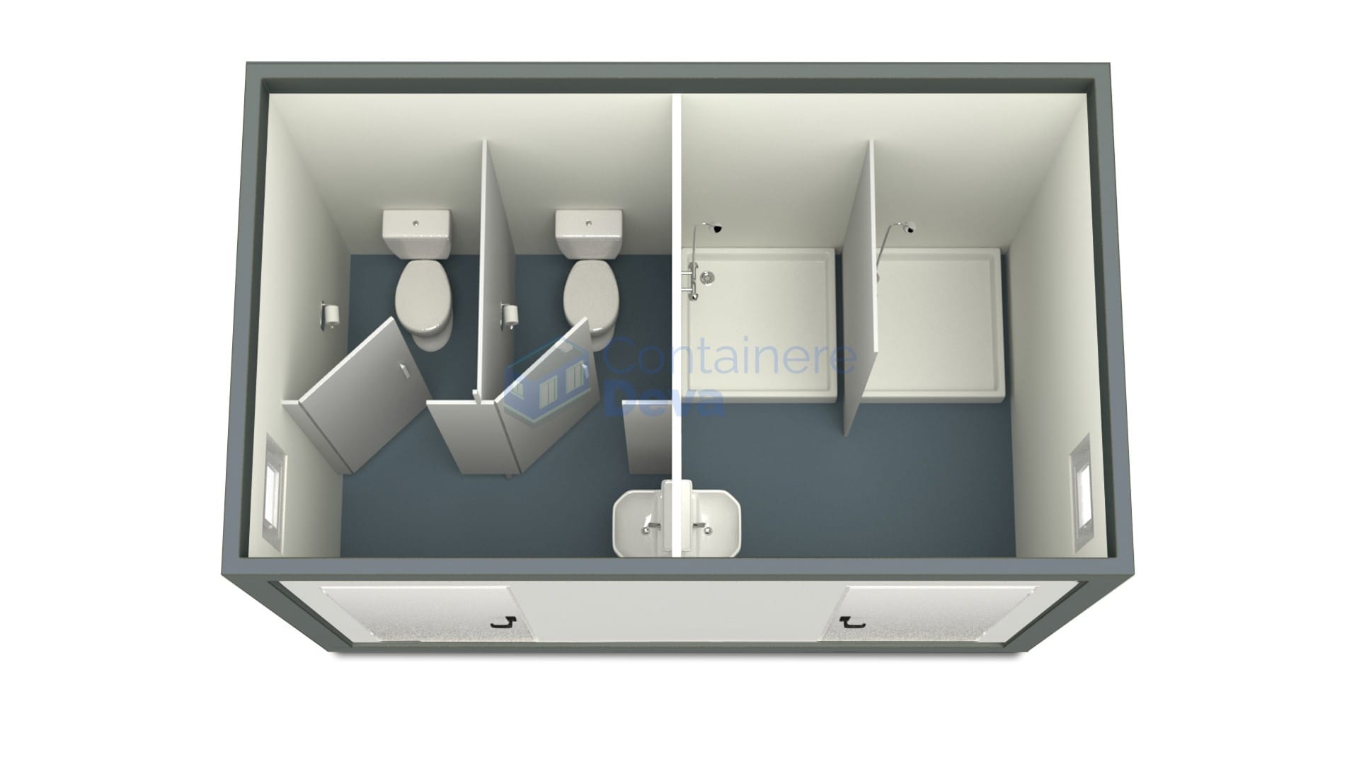 container sanitar deva 4metri 2dusuri 2wc gri