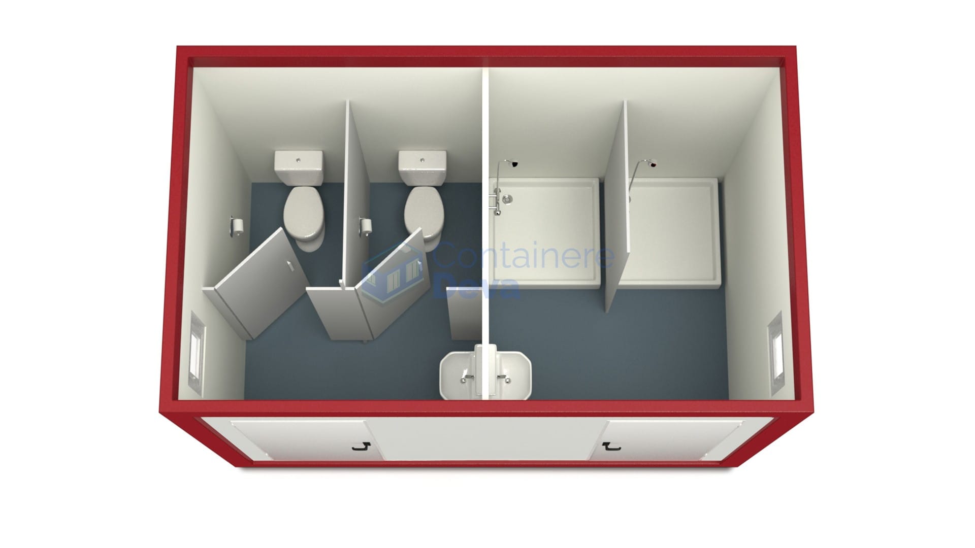 container sanitar deva 4metri 2dusuri 2wc rosu