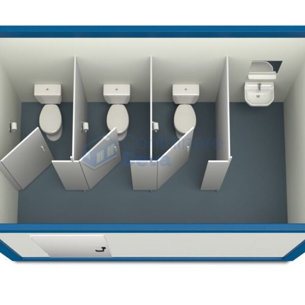 container sanitar deva 4metri 3wc albastru