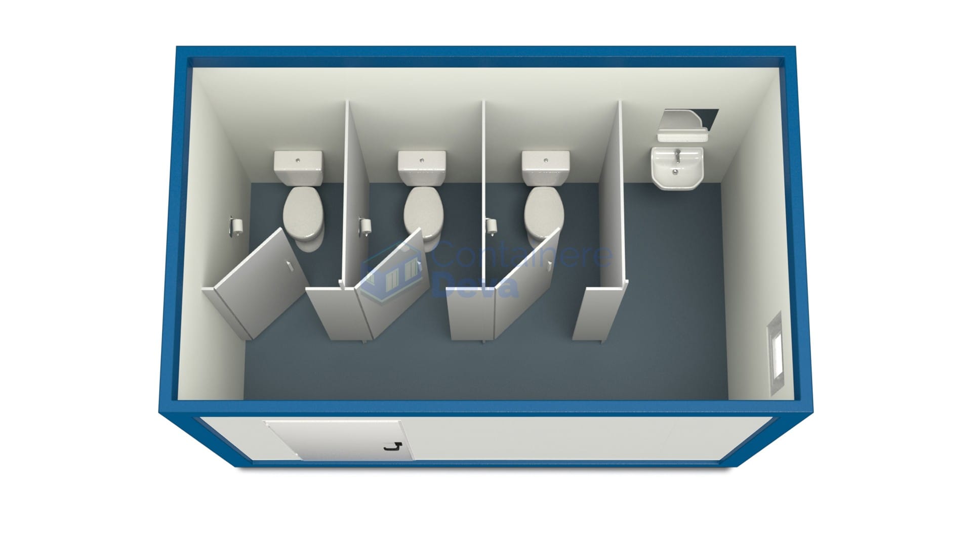 container sanitar deva 4metri 3wc albastru