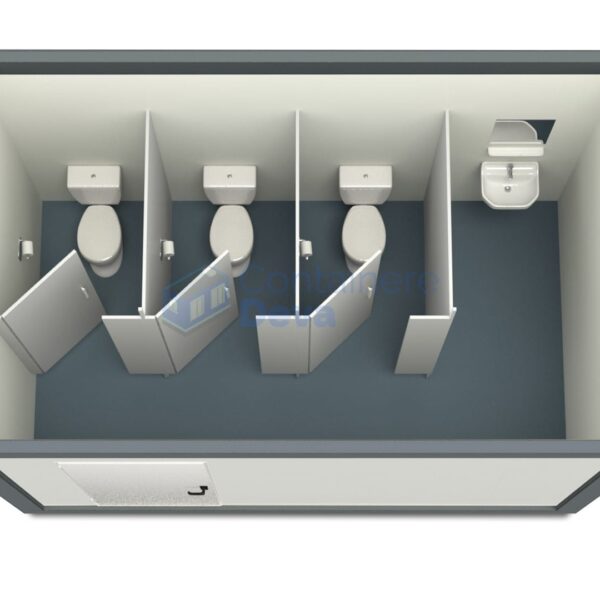 container sanitar deva 4metri 3wc gri