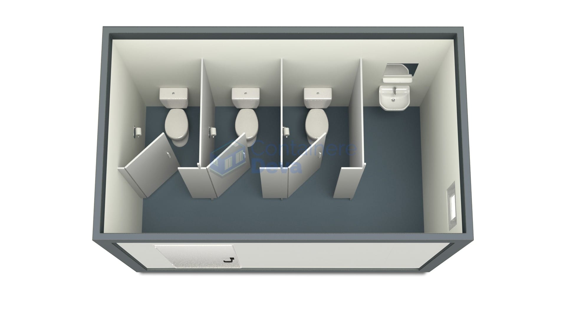 container sanitar deva 4metri 3wc gri