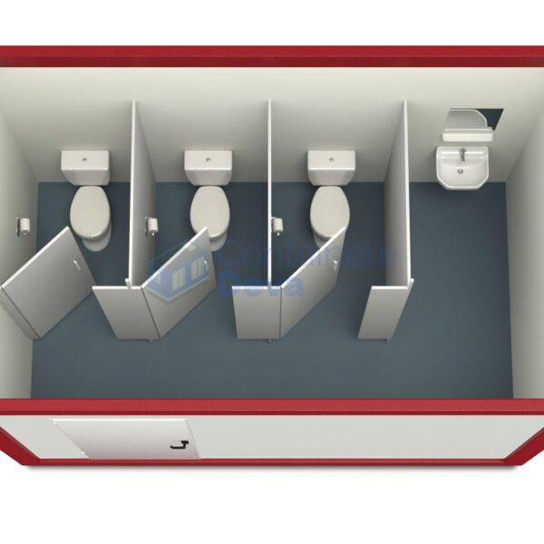 container sanitar deva 4metri 3wc rosu