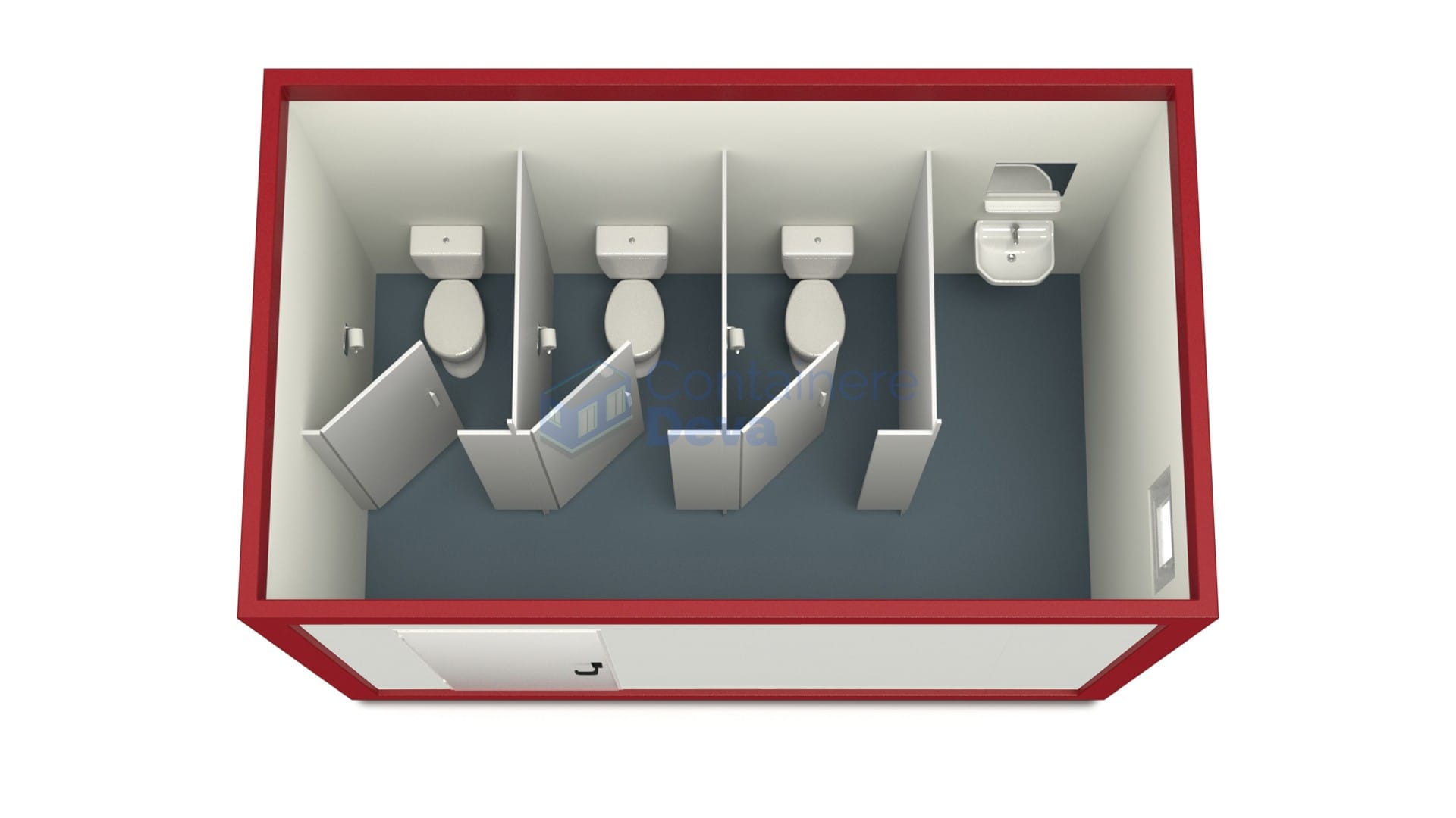 container sanitar deva 4metri 3wc rosu