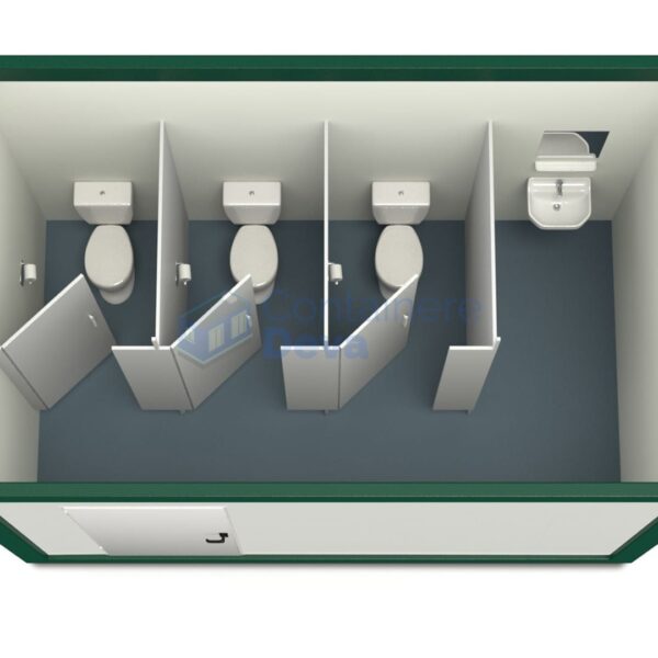 container sanitar deva 4metri 3wc verde