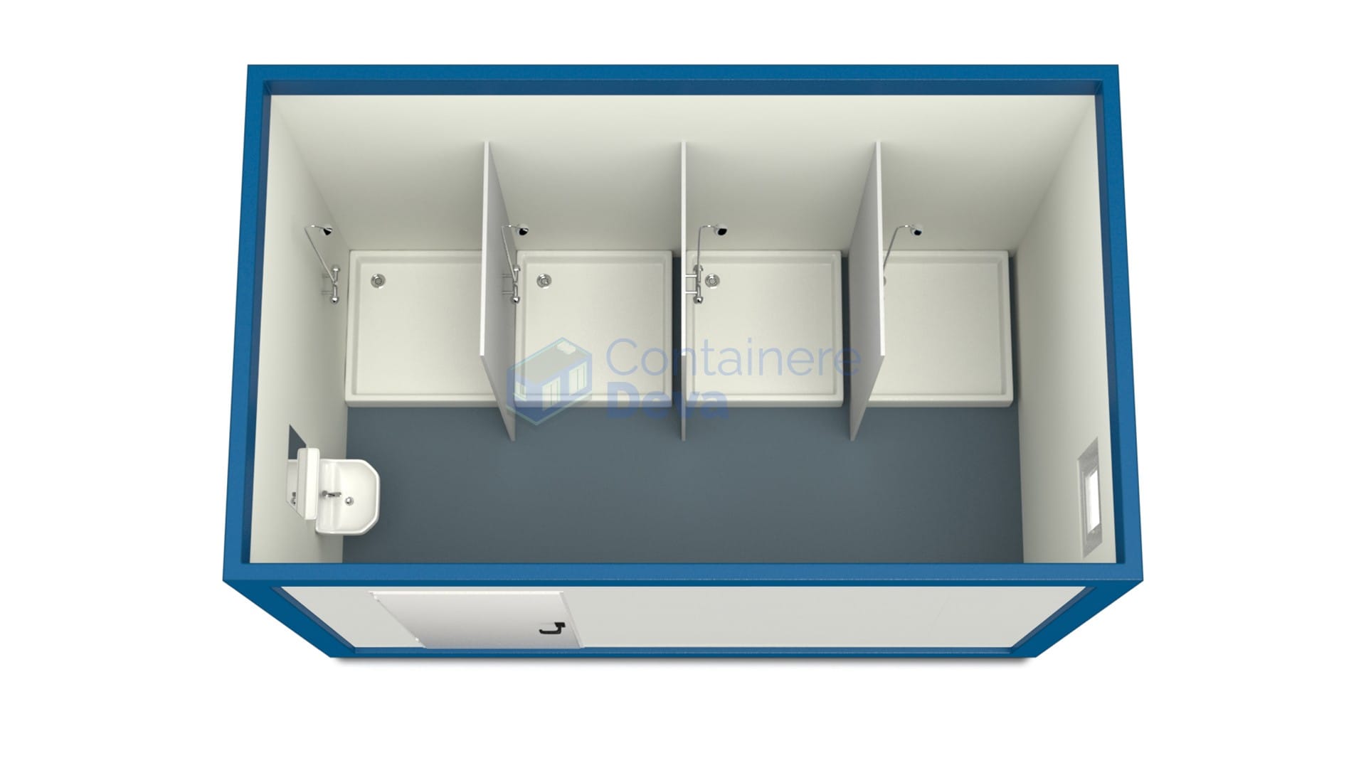 container sanitar deva 4metri 4dusuri albastru