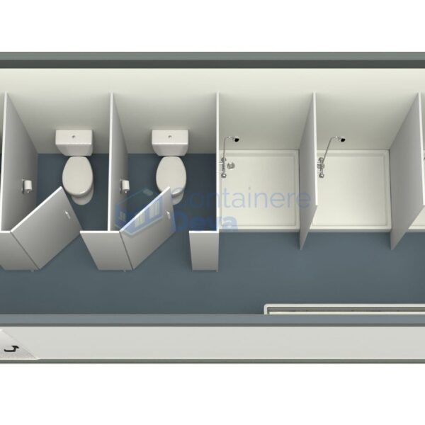container sanitar deva 6metri 3dusuri 3wc gri