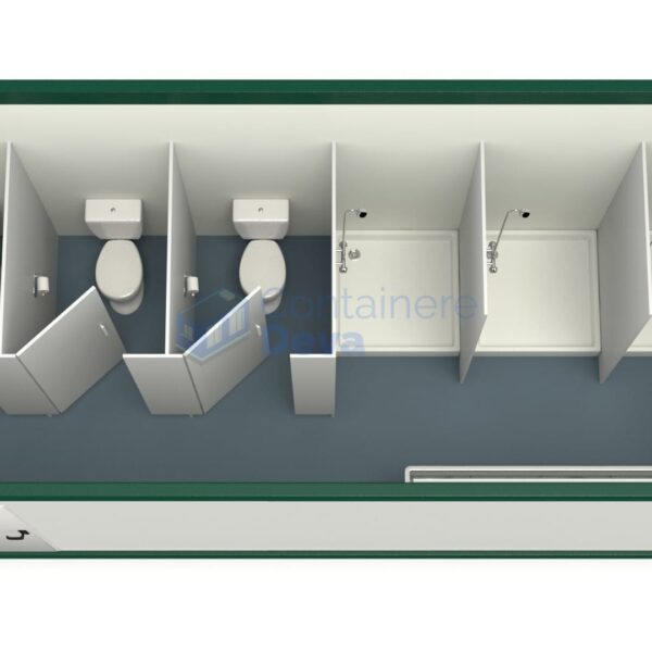 container sanitar deva 6metri 3dusuri 3wc verde