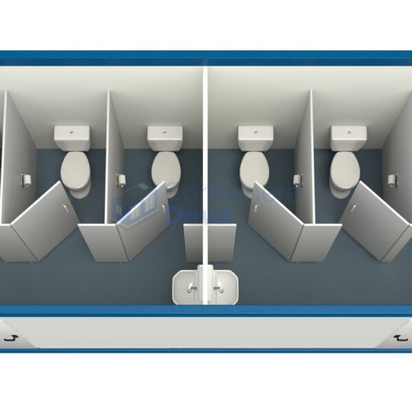 container sanitar deva 6metri 5wc albastru