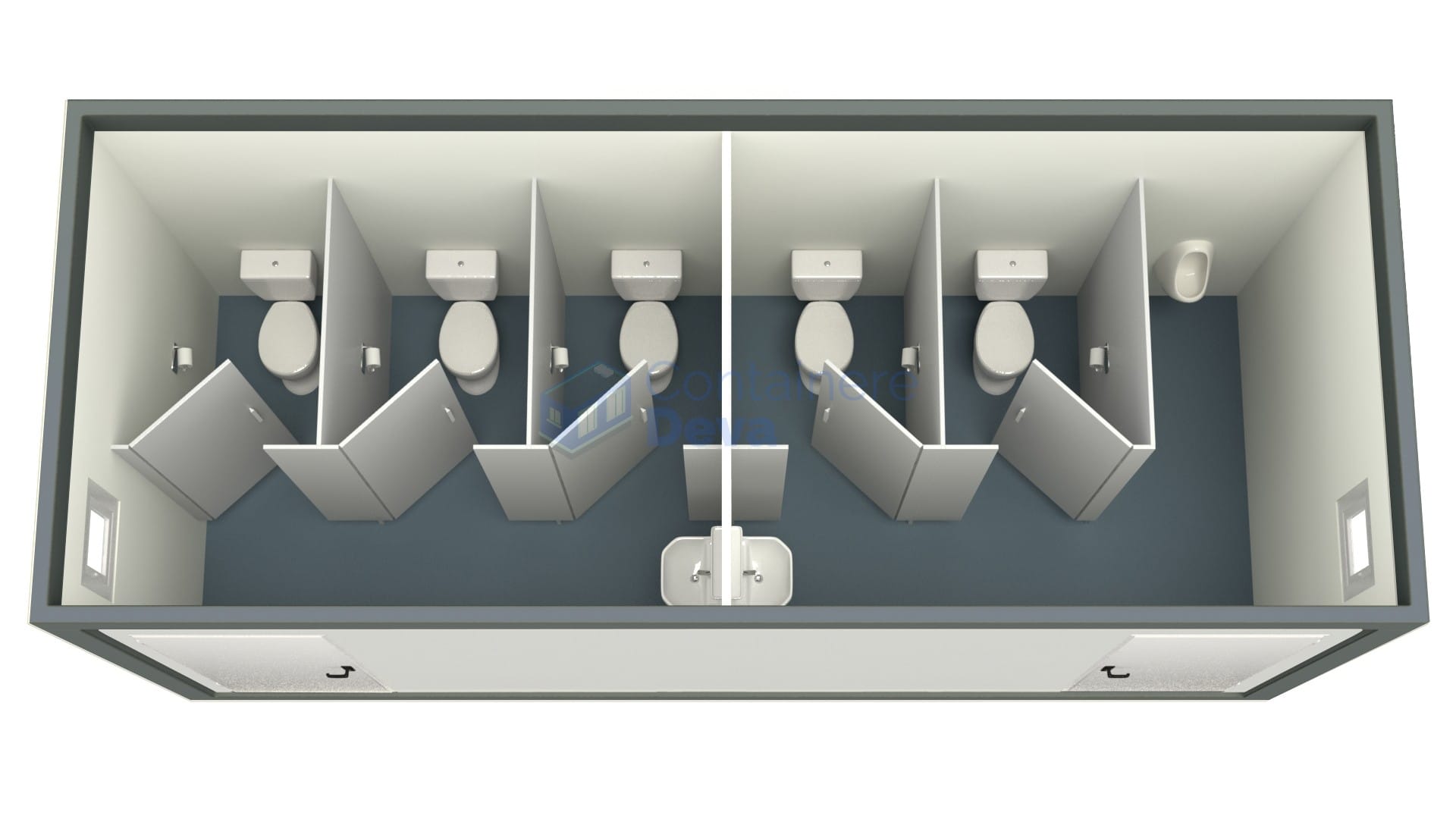 container sanitar deva 6metri 5wc gri