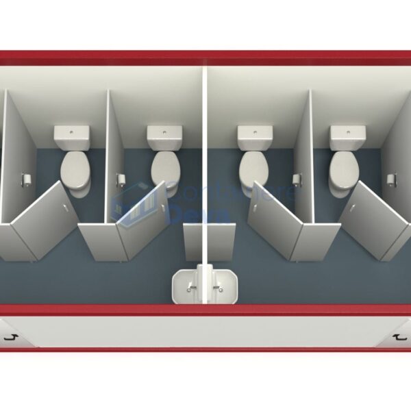 container sanitar deva 6metri 5wc rosu