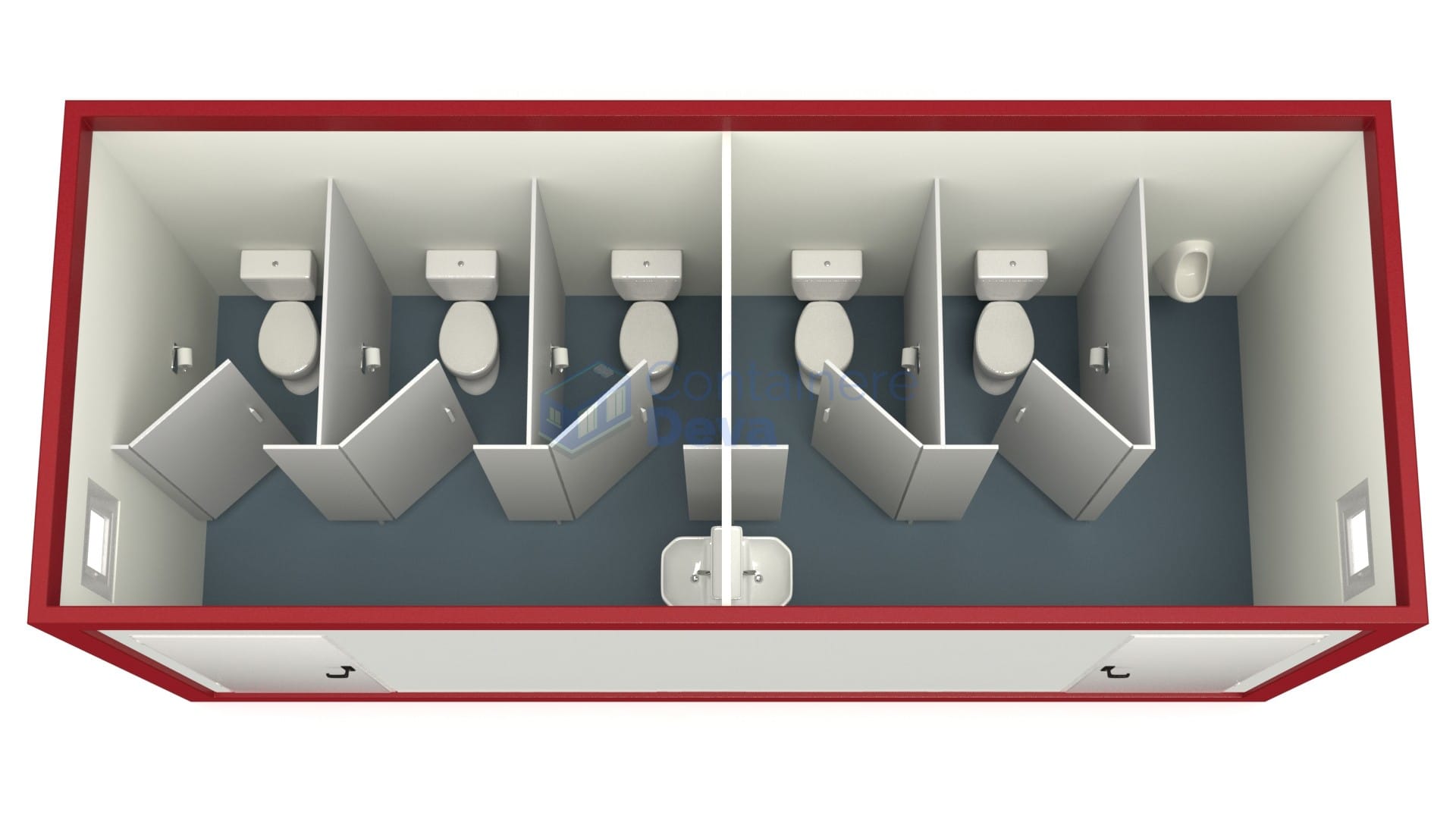 container sanitar deva 6metri 5wc rosu