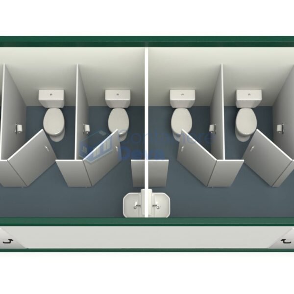 container sanitar deva 6metri 5wc verde